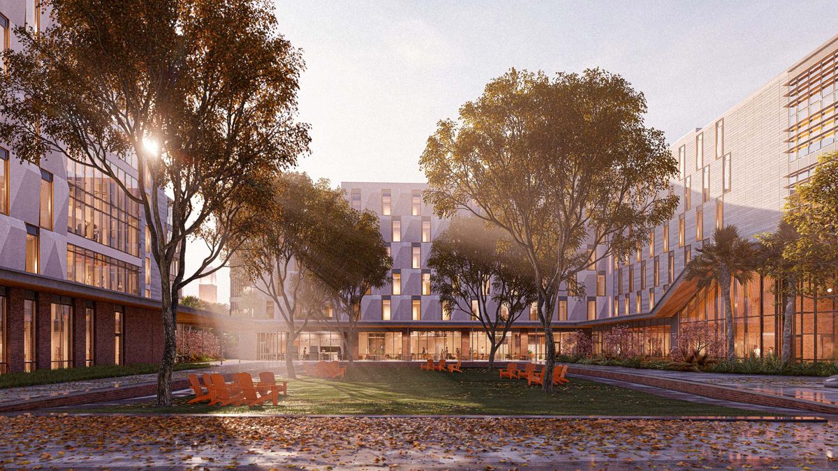 Edificio scolastico in autunno